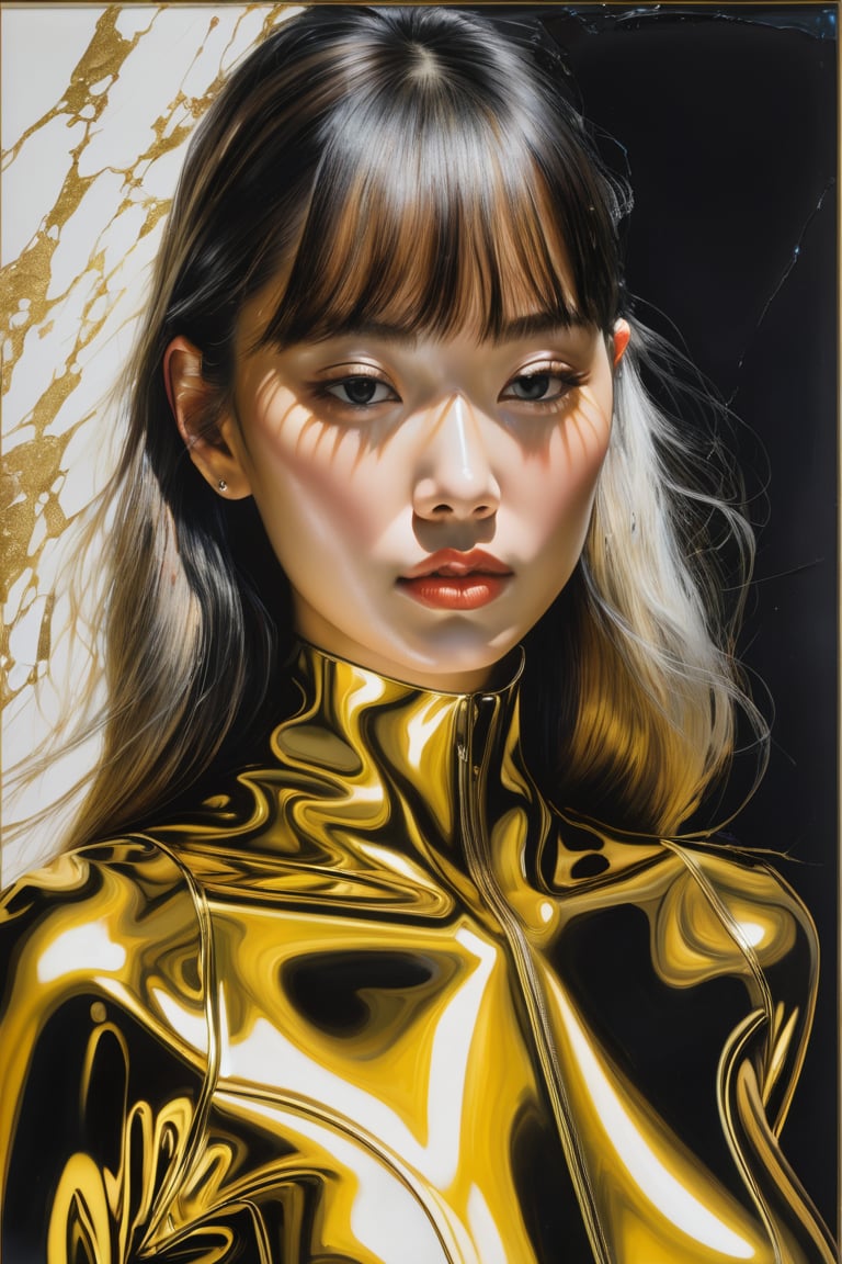 neo-expressionist oil paint, centred, posing portrait by hajime sorayama —h 350 