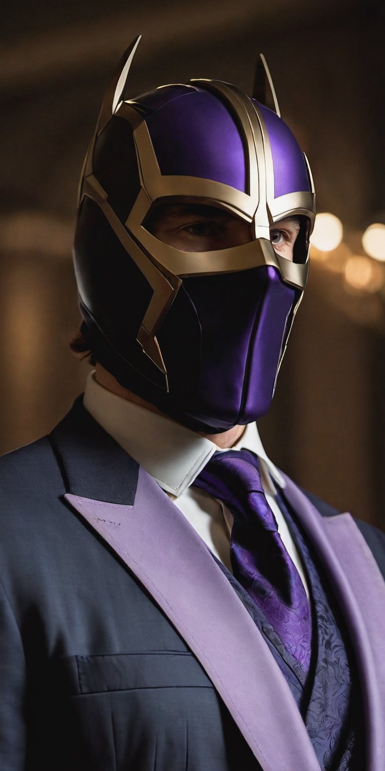 "Craft an intricate 4K portrait of Helmut Zemo, portraying his calculating and enigmatic persona. Showcase his sharp features and steely gaze, emphasizing the signature mask that obscures the upper half of his face. His attire should exude a sense of calculated elegance, with intricate detailing that captures his villainous sophistication. The backdrop should evoke a sense of clandestine intrigue, with shadows and dim lighting hinting at the layers of deception that define this character. Utilize your artistic prowess to bring out the essence of this formidable antagonist in the Marvel universe."