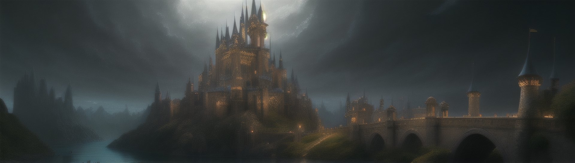 masterpiece, best quality, high quality, Fantasy landscape, fantasy realm, fantasy castle, Photorealistic, extremely detailed, trending on artstation, trending on CGsociety, Intricate, High Detail, dramatic, art by midjourney