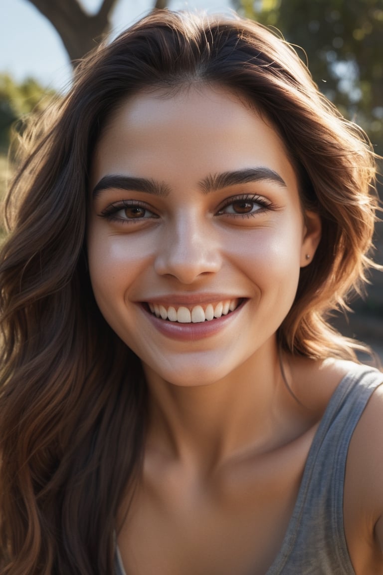 Portrait of a Mariana Neves, easy smile, Shot on smartphone selfie, Direct Sunlight,  photorealistic, high resolution, photo, photographic, hyper realistic, photorealistic, highly detailed