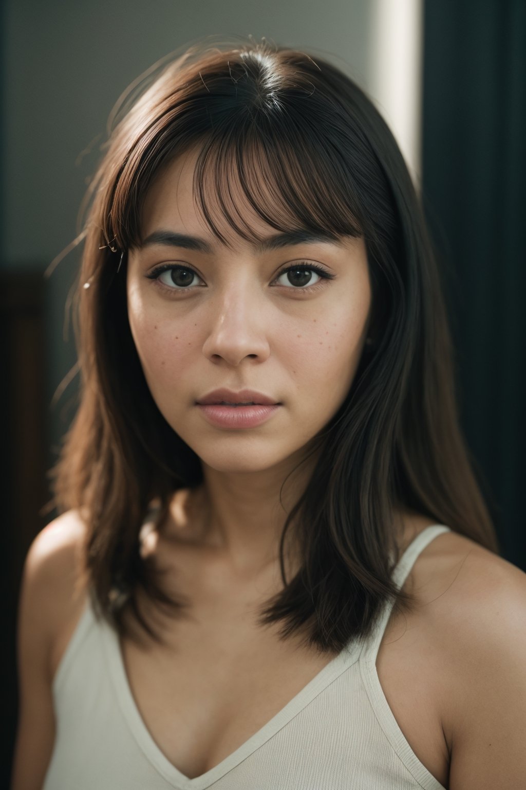 Portrait of a Sarah Arroyo, Shot on Sony A1 with Sony 50mm f/1.2 GM lens, natural light, low key, natural colors, film style, Kodak film, film look, high resolution, photo, photographic, hyper realistic, photorealistic, highly detailed