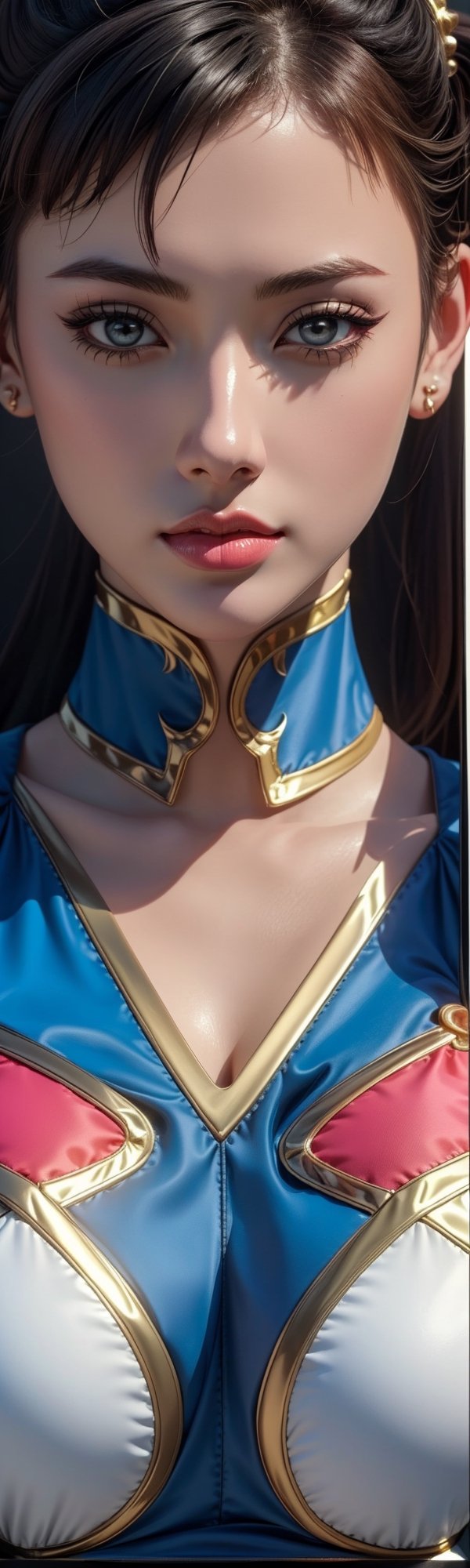 ((masterpiece, best quality)), chun li, sexy, curvy body, full body, detailed face, perfect eyes, detailed hands, street fighter, light contour, rtx reflections, mix of fantasy and realism. elements, vibrant manga, uhd image, crystal clear translucency, vibrant illustrations,SF2CL