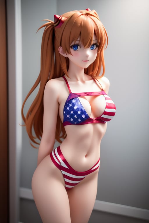 souryuu_asuka_langley wearing usabikini, slim, sexy pose, looking at viewer, blushed, soft illumination, high detail, masterpiece