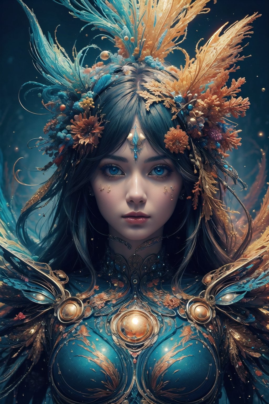 (masterpiece, top quality, best quality, official art, beautiful and aesthetic:1.2), (1girl), extreme detailed,(abstract, fractal art:1.3),colorful hair,highest detailed, detailed_eyes, light_particles, ,fantasy_world