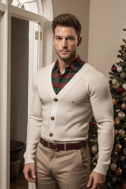 gay,man,handsome, muscular,sexy,realistic,realistic, best shadow, RAW,without noise,clear ,(best quality):1.5,Christmas,christmas_clothes,christmas_clothing
