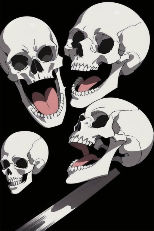 Skull, screaming, black background, berserk, Kentaro Miura, professional art, trending on artstation
