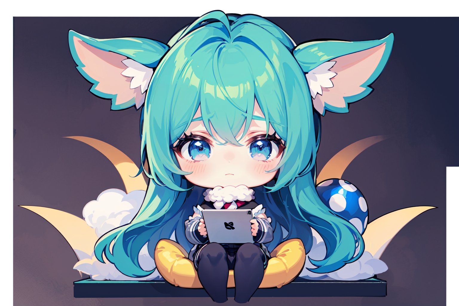 "Create a tablet wallpaper with an anime-inspired design, featuring a chibi character positioned in one of the corners. The background should be simple and not too busy, allowing the chibi boy character to stand out. Consider a soft gradient or a pastel-colored backdrop to add a touch of charm without overwhelming the design. The chibi character could be engaging in a playful activity, like holding a balloon, playing with a pet, or sitting on a small cloud. This wallpaper should be both cute and whimsical, providing a touch of personality without dominating the entire screen."