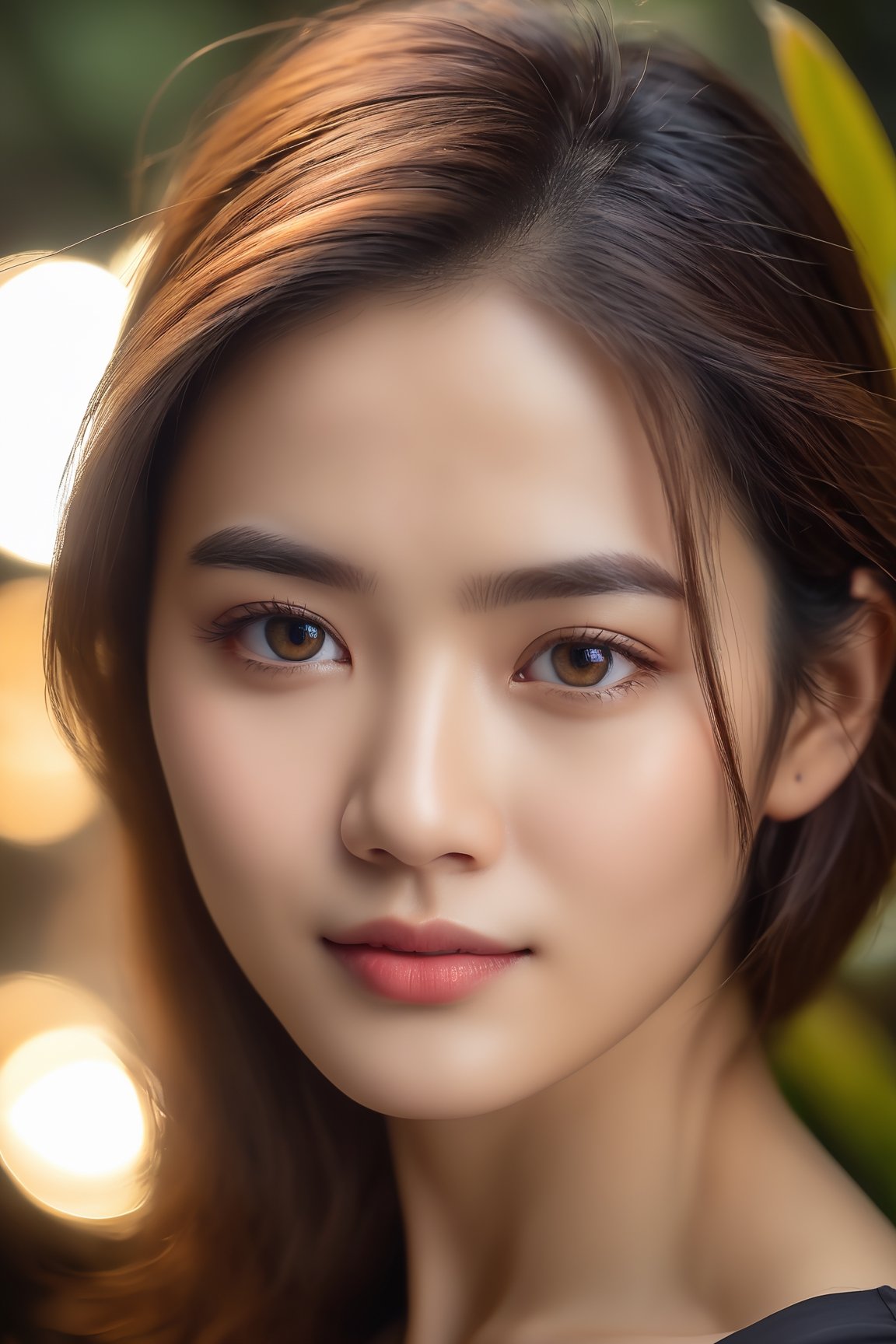 a  woman, Thai 25 yo,(detailed eye:1.2) look to viewer, pose for advertising, rim light, bokeh, 8k photo, style of Annie Leibovitz