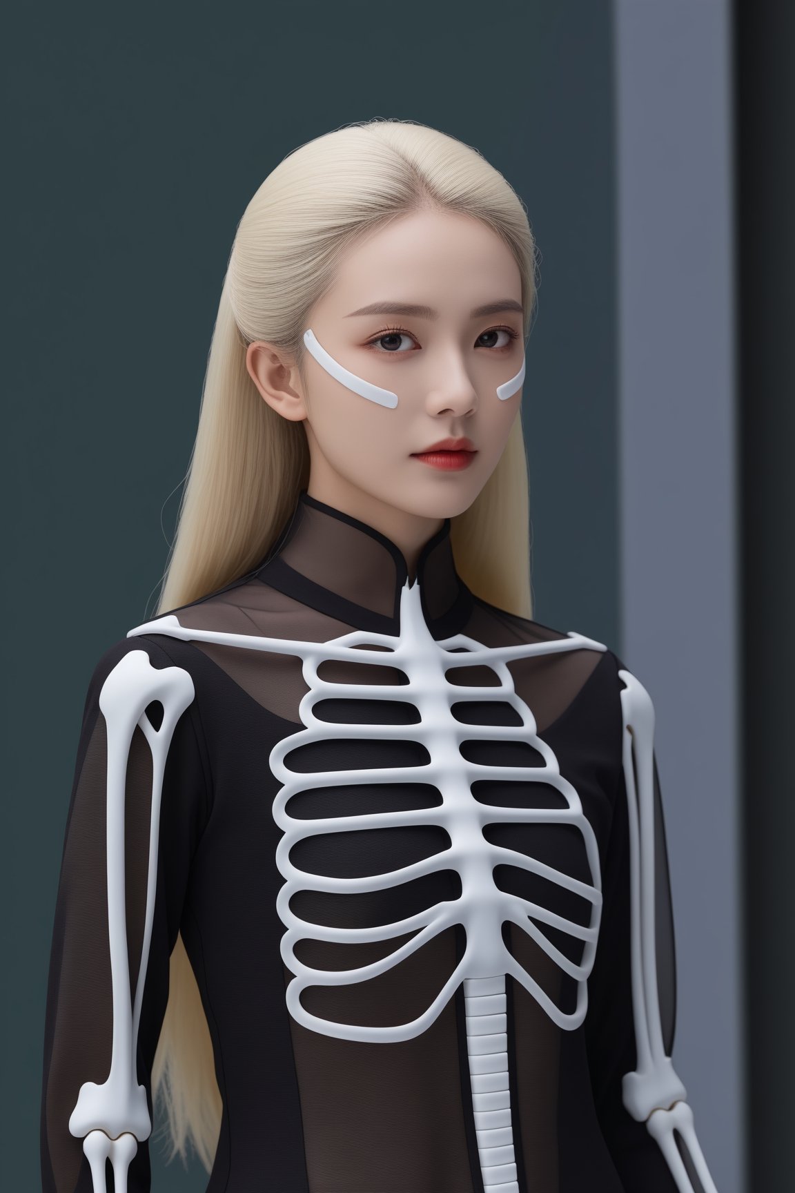 Masterpiece,high quality,(solo:1.2),((1girl)),(((human skeleton | girl))),,(white hair:0.3)
,<lora:659095807385103906:1.0>