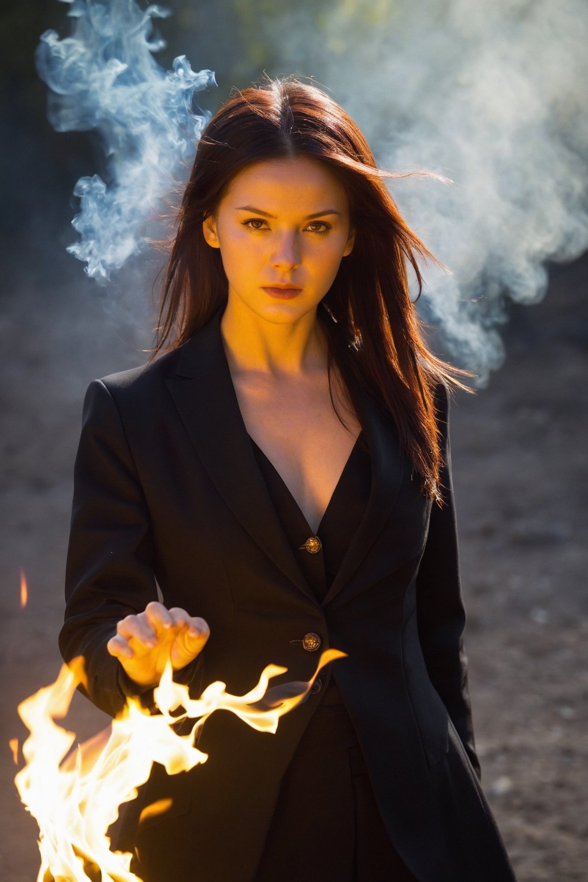 1 Girl, Raging Fire, Fire Magic, Fire Control, Magicism, Shocking Images, Fantasy, Magician
