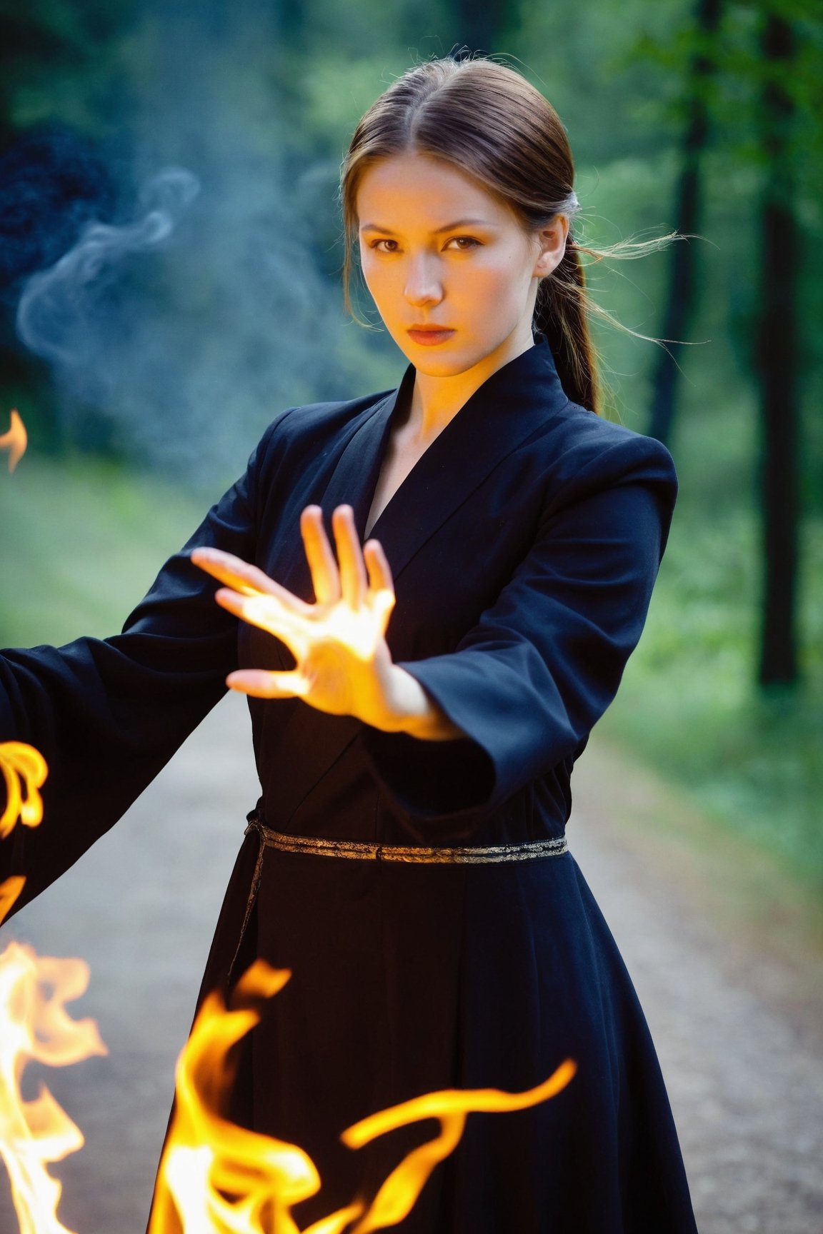 1 Girl, Raging Fire, Fire Magic, Fire Control, Magicism, Shocking Images, Fantasy, Magician
