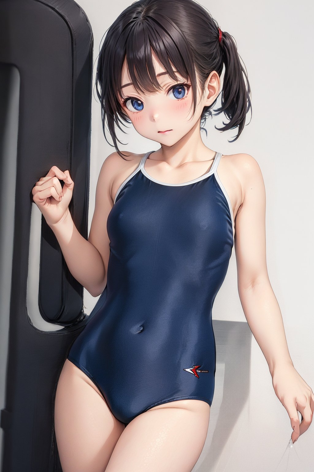 (4k), (masterpiece), (best quality),(extremely intricate), (realistic), blue one-piece swimsuit,T46405