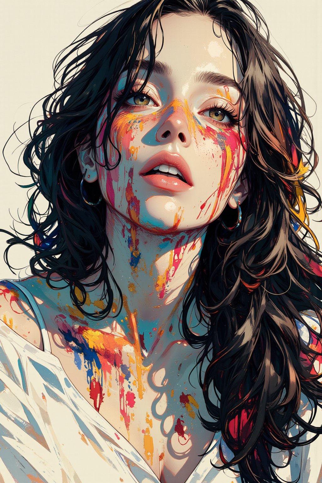 (masterpiece, high quality, 8K, high_res), abstract illustration, sketchbook style, ultra detailed, let's create a portrait of beautiful woman who been adressed the phrase \Call me a sinner, call me a saint. Tell me it's over, i'll still love you the same. Call me your favorite, Call me the worst. Tell me it's over i dont want you to hurt. That's all that i can say, So i'll be on my way\. A painting about a feeling of hopelessness, acceptance of fate, readiness to let go of the past and move on. truly artwork, artgerm, inspired by Shinedown work, by badabum27, portraitart,Leonardo Style,artint