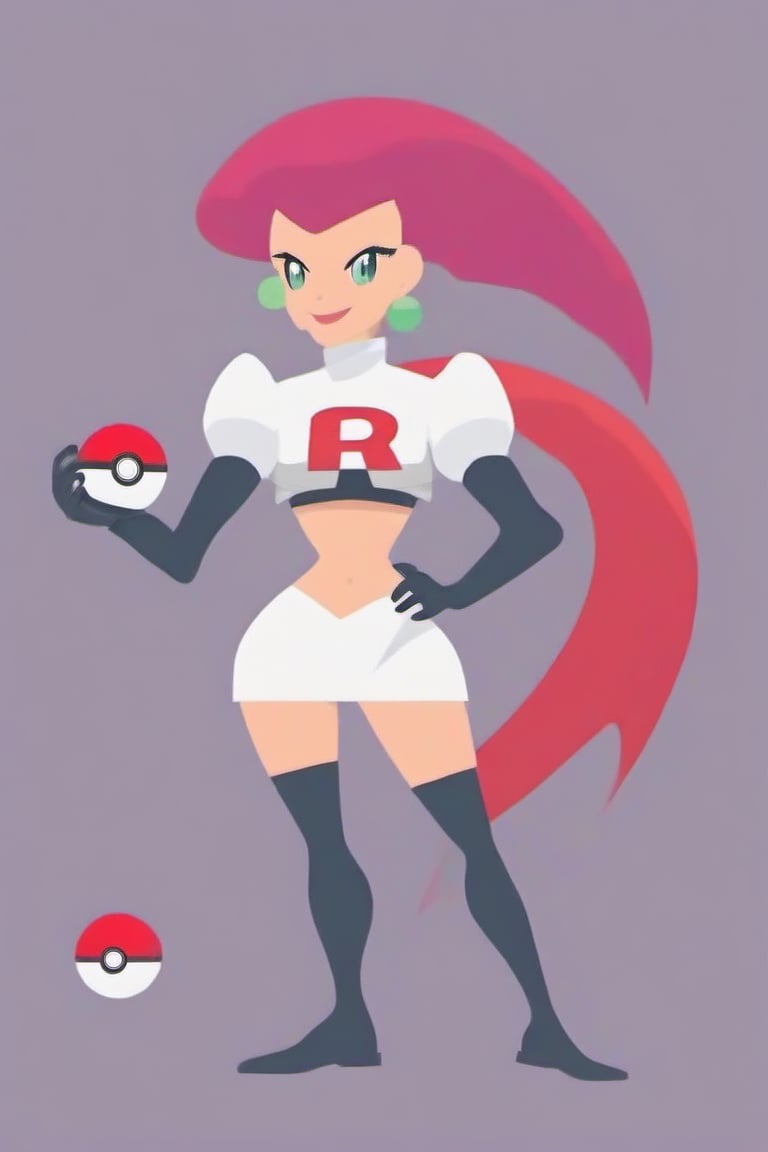 fully body, flat design image of pkjes character from pokemon, holding a pokeball, flat design