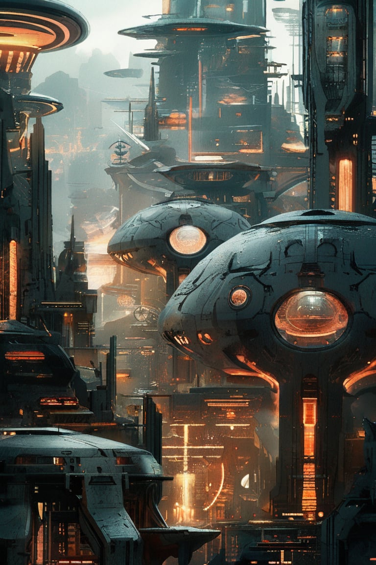 scifi, a techno-pessimist fantasy metropolis outside of time, masterpiece