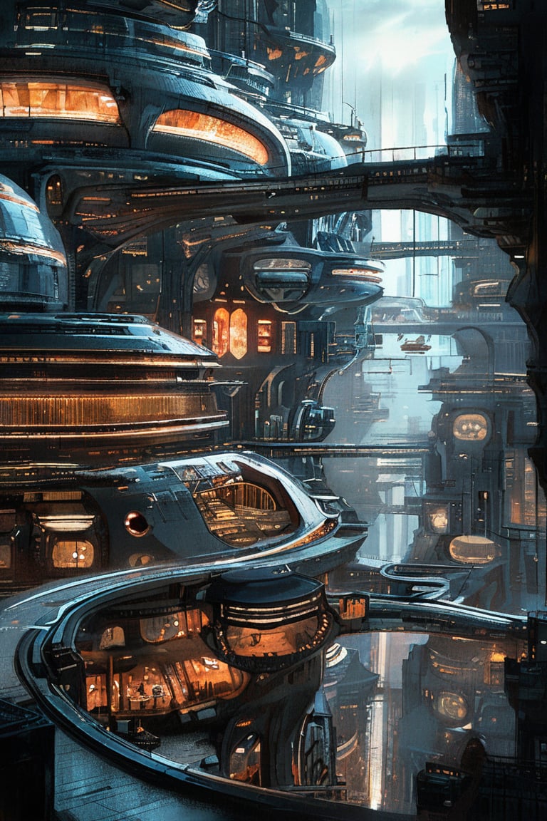 scifi, a techno-pessimist fantasy metropolis outside of time, masterpiece