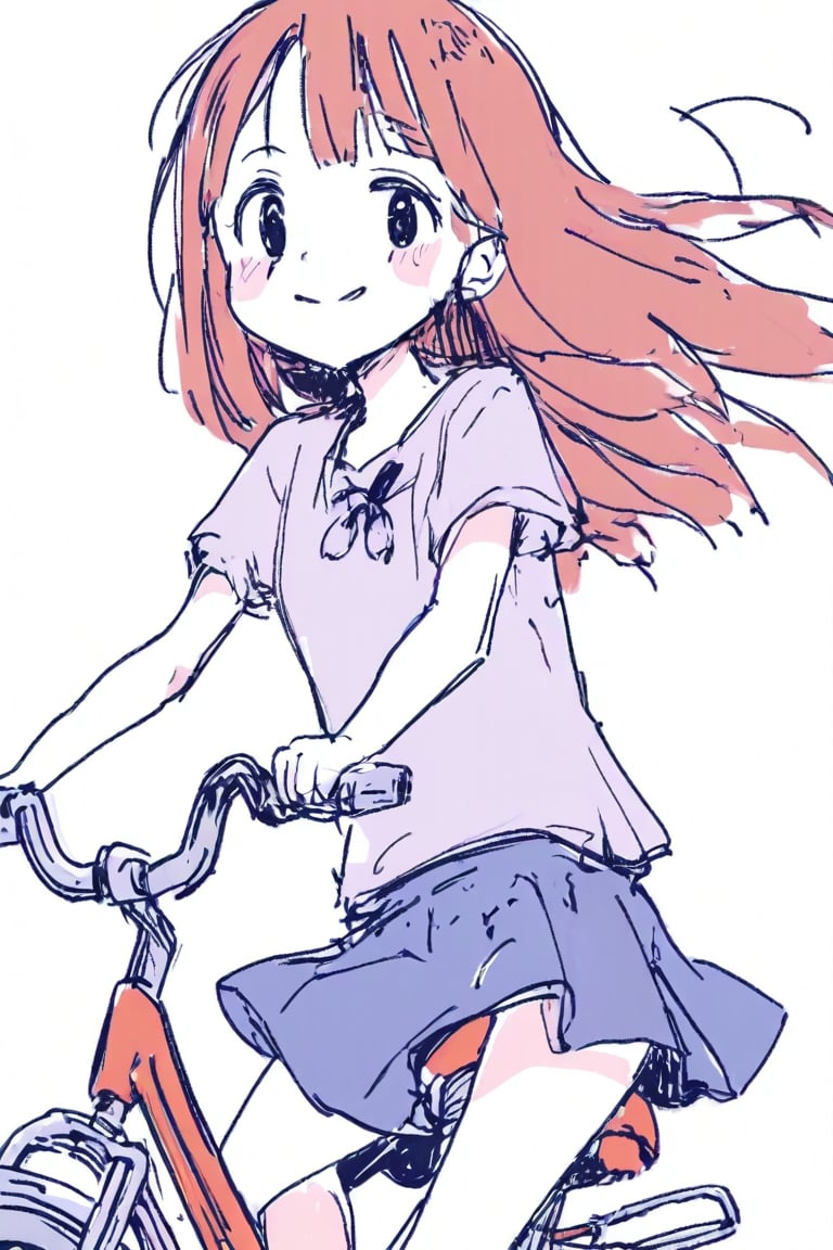 1girl, anime, riding bike