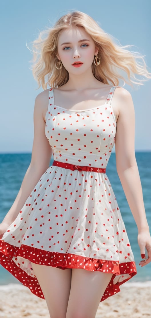 A beautiful woman is enjoying the yellow blossoms seaside. She has light blonde hair,  and light blue eyes,  framing a cute nose. She wears red polka_white dot dress,  high-low_skirt,  curvy,  gentle_face,  watson_cross,  paired with high heels. Her hands are feminine,  and she has an hourglass body shape., aesthetic portrait, photo r3al, FilmGirl, cutegirlmix, xxmix_girl, blurry_light_background, colorful_girl_v2, realhands, cassdawnlvl1, , , , , 
Negative prompt: EasynegativeV2
Steps: 30, Sampler: DPM++ 2M SDE Heun Karras, CFG scale: 7.0, Seed: 281685599, Size: 768x1152, Model: raspberries: 004a6f7cae67", TI hashes: EasyNegativeV2, Version: v1.6.0.16-4-g0a55889, TaskID: 645208051841806943
Used Embeddings: EasyNegativeV2,korean girl,cutegirlmix,LinkGirl,xxmix_girl,yua_mikami,isni,FilmGirl,underwater