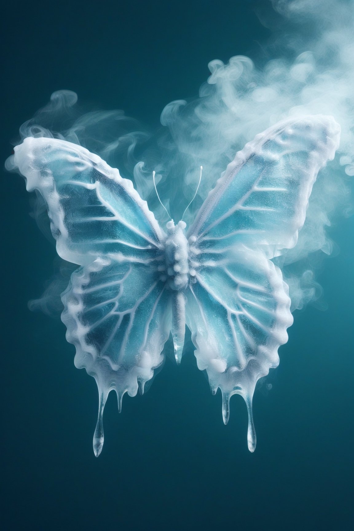 butterfly,  freeze , ice, ,smoke