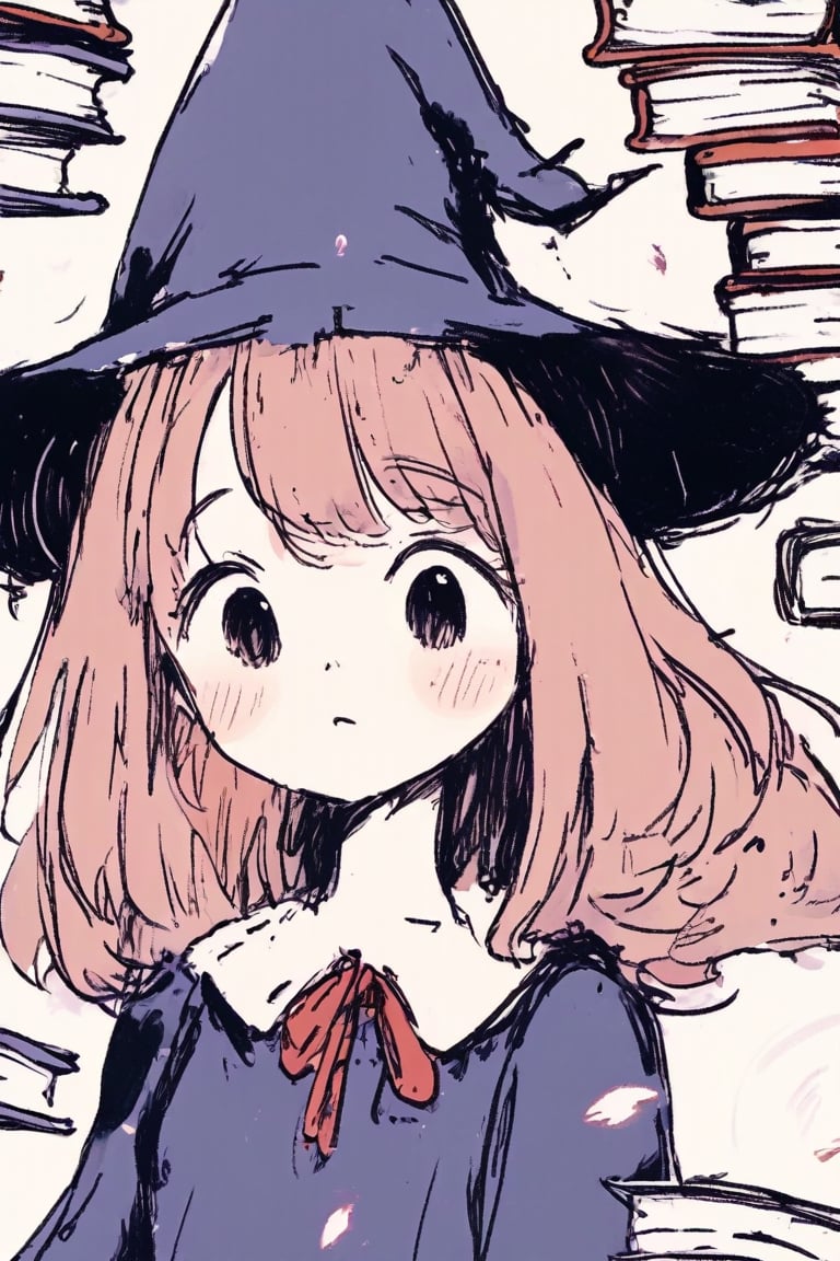 1girl, anime, witch, mystical aura, floating books