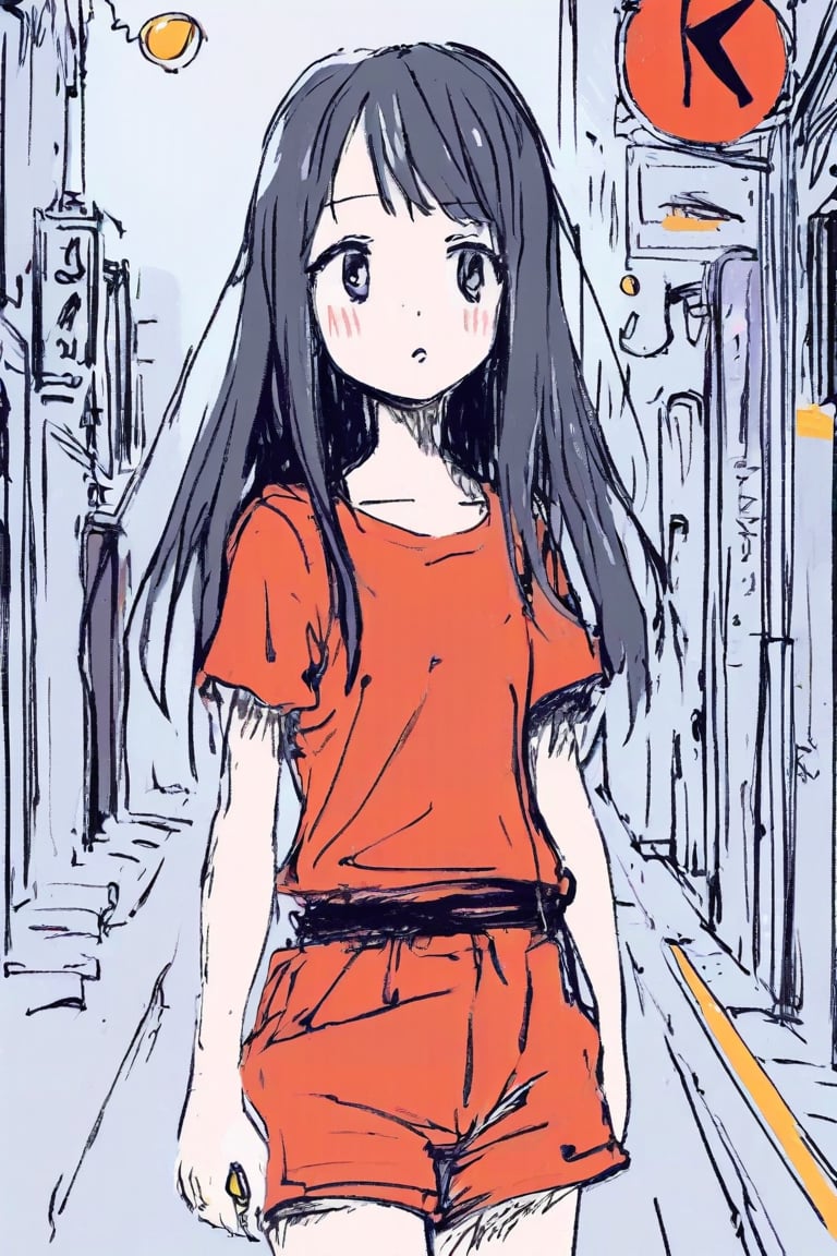 1girl, anime, street