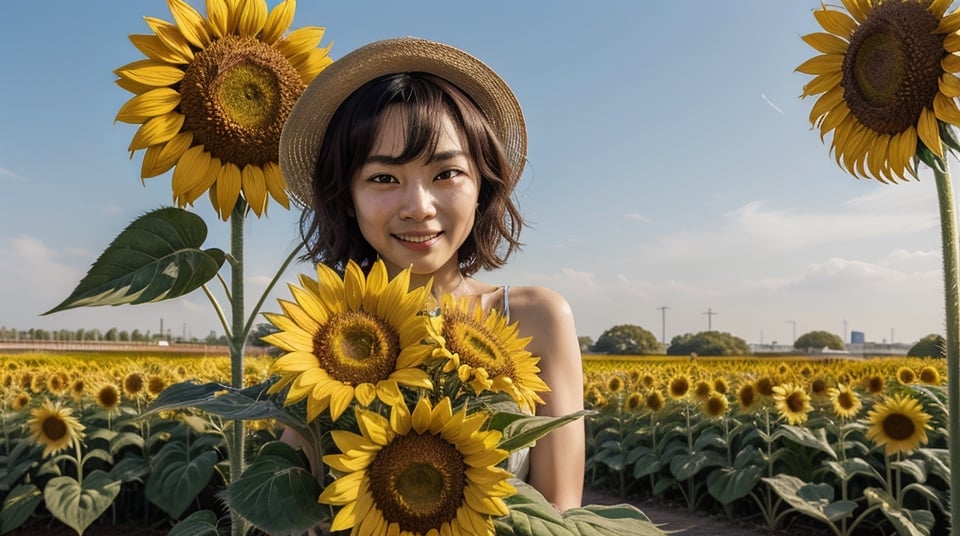 one sunflower特写