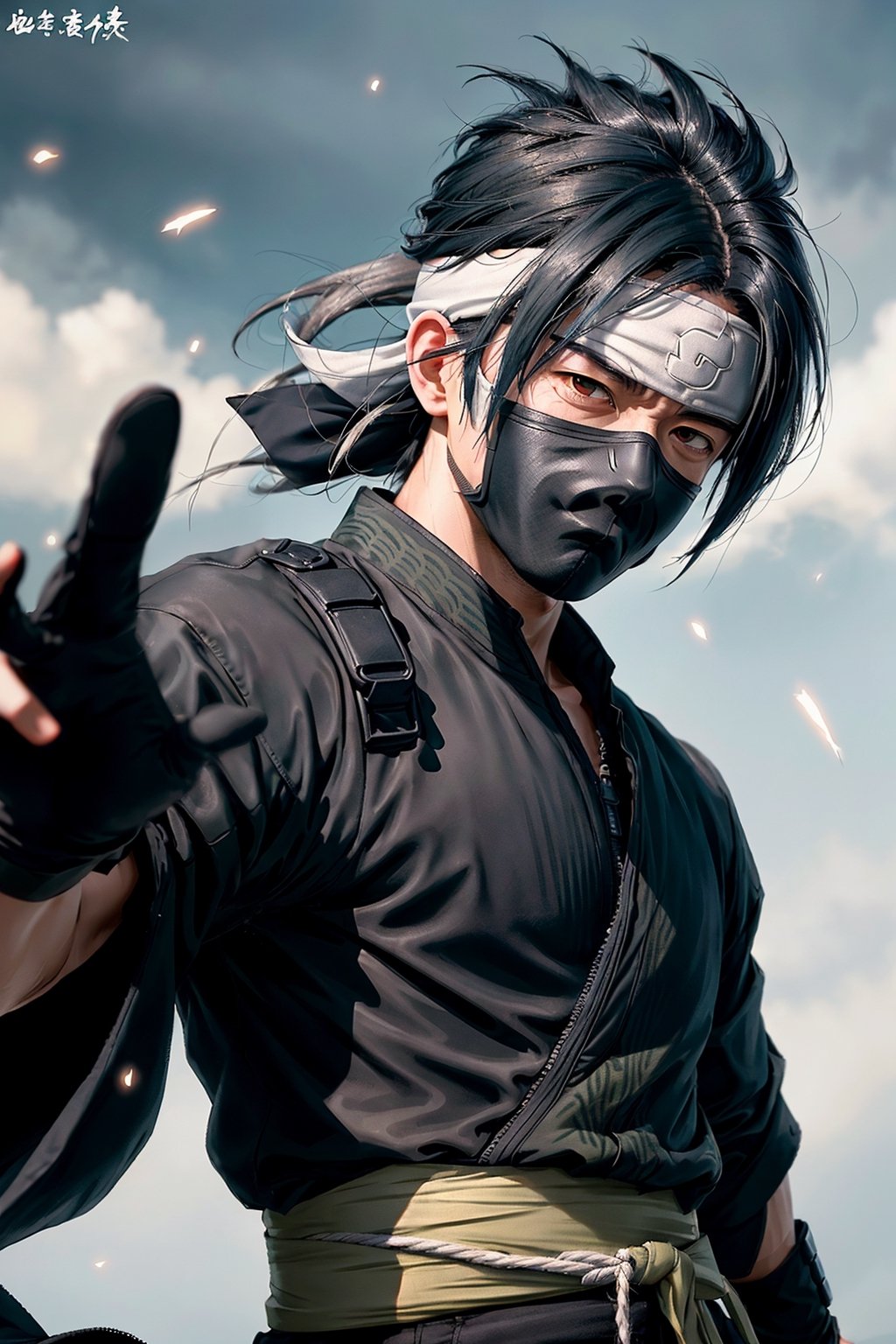 "Generate an ultra-high definition image capturing Kakashi Hatake in a dynamic ninja pose. Utilize a fast shutter speed to freeze his agile motion, ensuring every detail of his pose is sharply defined, from his flowing hair to his outstretched arm.

Employ a low-angle shot to emphasize Kakashi's commanding presence, making him appear larger than life. Implement strategic lighting techniques to create dramatic highlights and shadows, enhancing the texture and depth of his iconic attire and headband.

Position Kakashi within the frame using the rule of thirds, placing him slightly off-center to create a visually engaging composition. Utilize a wide aperture to achieve a shallow depth of field, allowing the background to softly blur and draw focus to Kakashi's determined expression.

Capture the essence of his ninja prowess by choosing a pose that showcases his skills and confidence. Experiment with post-processing to enhance contrast, vibrancy, and clarity, ensuring that Kakashi's character and the intricate details of his pose are brought to life with exceptional quality.

Ultimately, convey the energy and mystique of Kakashi Hatake in a single frame that embodies his ninja persona, inviting the viewer to witness a fleeting moment of awe-inspiring action."