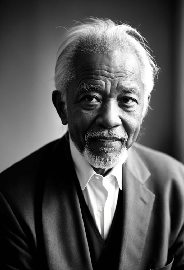 Picture an elderly black man, his face etched with the lines of wisdom, his white hair like a crown of experience. Imagine him standing up, his eyes reflecting a lifetime of stories. Write a piece where this venerable man imparts his most cherished advice to a young listener, words that transcend time and carry the weight of lessons learned.