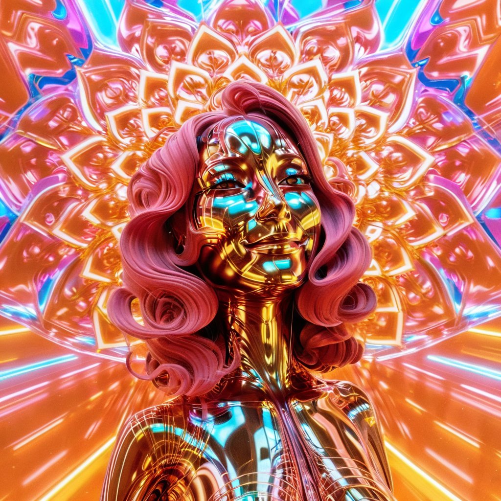 masterpiece, best quality, ultra high res, everything, everywhere, all at once, aw0k geometry, surreal geometry, melting russian woman, smile, detailed eyes, blossoming skin, perfectly symmetrical, aw0k geometry