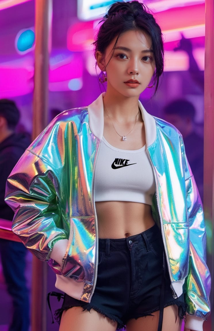 xxmixgirl, shinne background. Keywords: nike,  holographic,  iridescent,  vaporwave,  fluid., in the night bar,