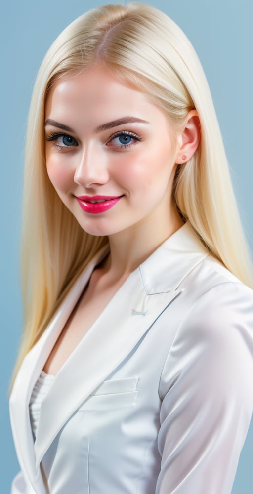 





woman, eyes, straight middle parted hairstyle, hair, super beauty marks, pale white skin, best quality, clear texture, details, canon eos 80d photo, light makeup, (blue color background theme: 1.3), (pale white skin:1.1), professional coloring photo, (sexy style business woman outfit:1.1), (pale white skin:1.1), smile