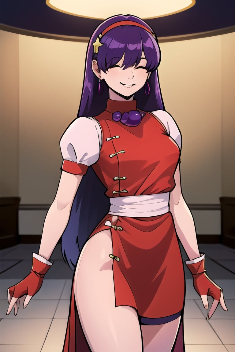 ((masterpiece,best quality)), absurdres,, Athena_Asamiya,solo, smiling, looking at viewer, cowboy shot,cinematic composition, dynamic pose,Athena_Asamiya , absurdly long hair, floor-length hair,Chronoa_LongHair,Hair over eyes