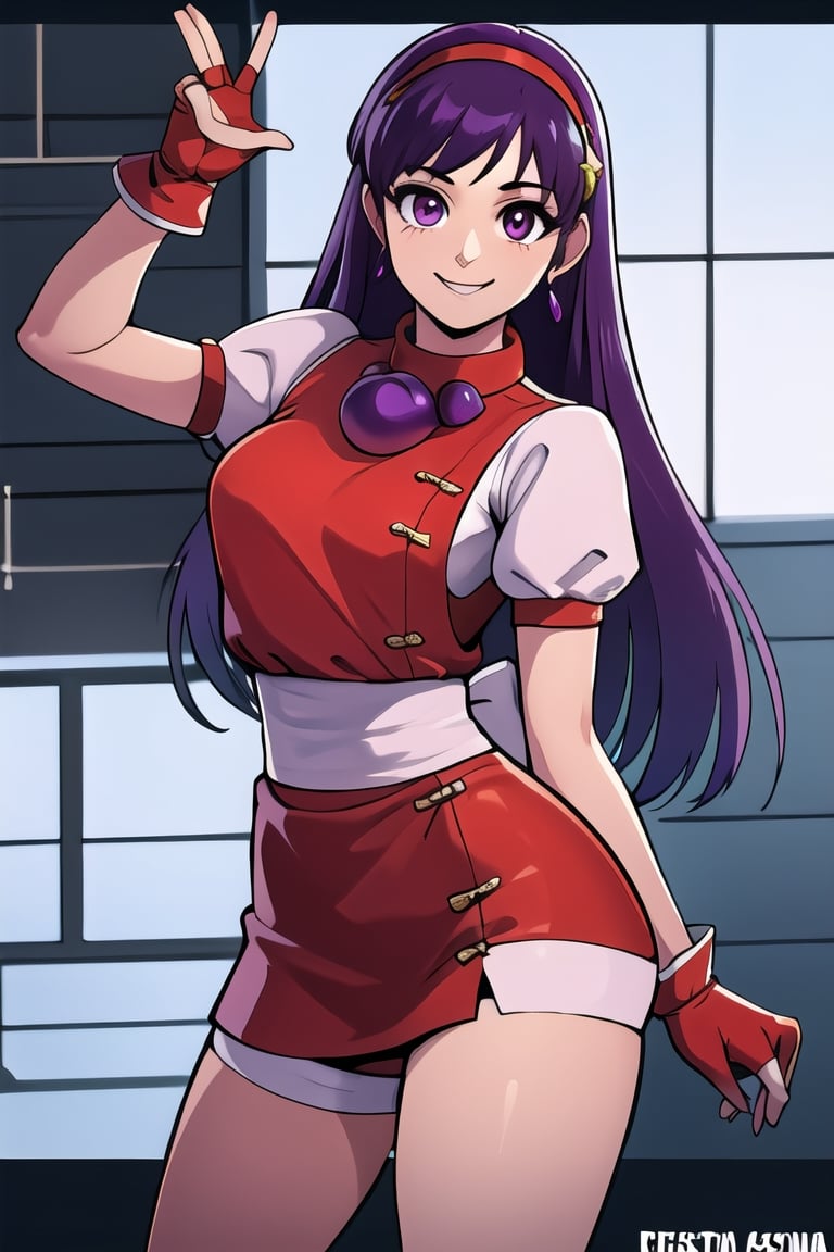 ((masterpiece,best quality)), absurdres,, Athena_Asamiya,solo, smiling, looking at viewer, cowboy shot,cinematic composition, dynamic pose,Athena_Asamiya