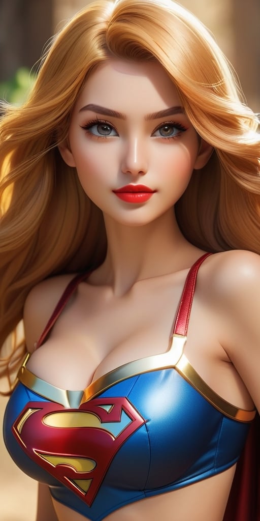 ((masterpiece)),((best quality)), 8k, high detailed, ultra-detailed,
A girl adorned with radiant golden hair like sunlight, clear and just red eyes full of justice, a well-defined straight nose, sexy and alluring red lips, and a sweet and cute face. (((Big Breasts:1.4))), Straight and well-proportioned slender thighs,
Girl, ((golden hair),((clear eyes),(justice)),((well-defined nose),(sexy lips),(sweet face)), (micro bikini|supergirl), (((cowboy_shot))),