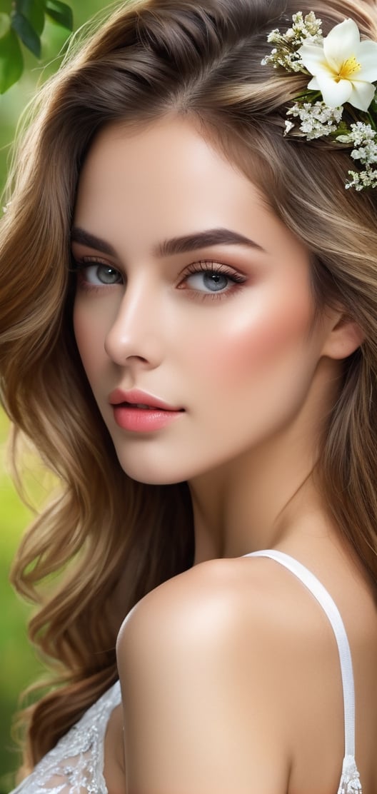 Create a yourself as female beauty, high detailed, nature background, photo realistic, high quality,ssmiling, wide range of colours.,photo r3al,detailmaster2