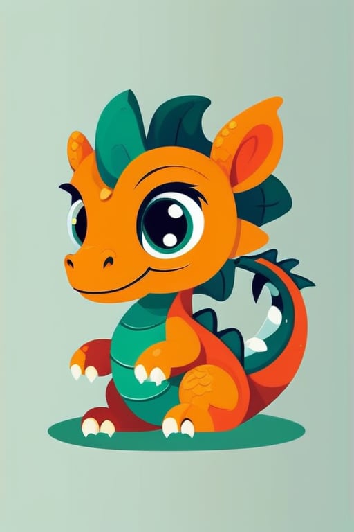 cute dragon, flat design