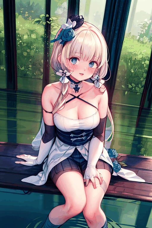 (Masterpiece),handsome boy with short blonde hair, blue eye,gothic style,ultra detailed face,blue world,hologram,outdoor,magic,blue rose,forest,cool,reflection,Add more details,illustrious_azurlane