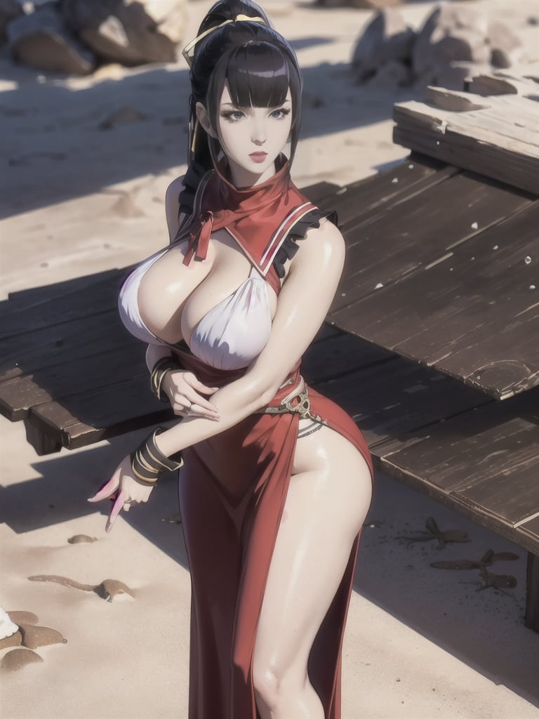 narberal gamma,beach background,ink,Ultra-detail,(highres:1.1),best quality,(masterpiece:1.3),cinematic lighting, sexy breasts, 3DMM, big breasts, full lenth body, long legs, black hair, long_ponytail, black eyes,
realistic, (masterpiece - 1.2),very sexy face and also a sexy  figure  pornstar  with big natural boobs and curvy ass ,8k,highly detailed,ultrarealistic,hyperrealistic,high quality render,high quality,highly detailed background,frilled dress, long skirt, 1 girl,solo, realhands