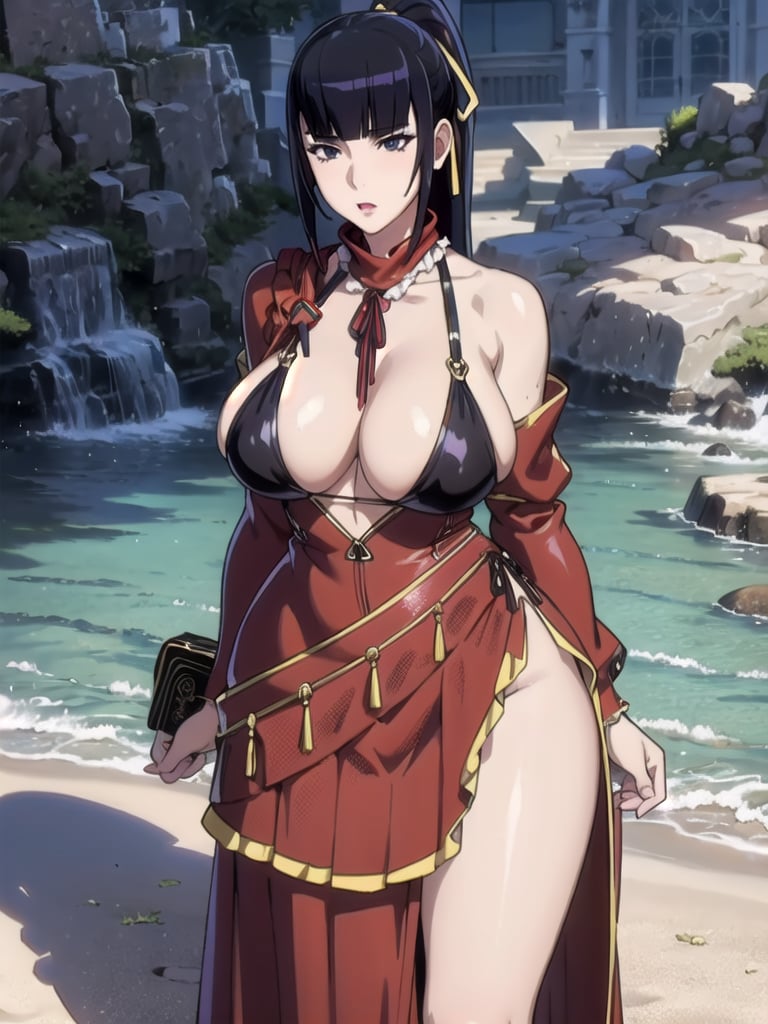 narberal gamma,beach background,ink,Ultra-detail,(highres:1.1),best quality,(masterpiece:1.3),cinematic lighting, sexy breasts, 3DMM, big breasts, full lenth body, sexy pussy, long legs, black hair, long_ponytail, black eyes,
realistic, (masterpiece - 1.2),very sexy face and also a sexy  figure  pornstar  with big natural boobs and curvy ass ,8k,highly detailed,ultrarealistic,hyperrealistic,high quality render,high quality,highly detailed background,frilled dress, long skirt, 1 girl,solo, realhands