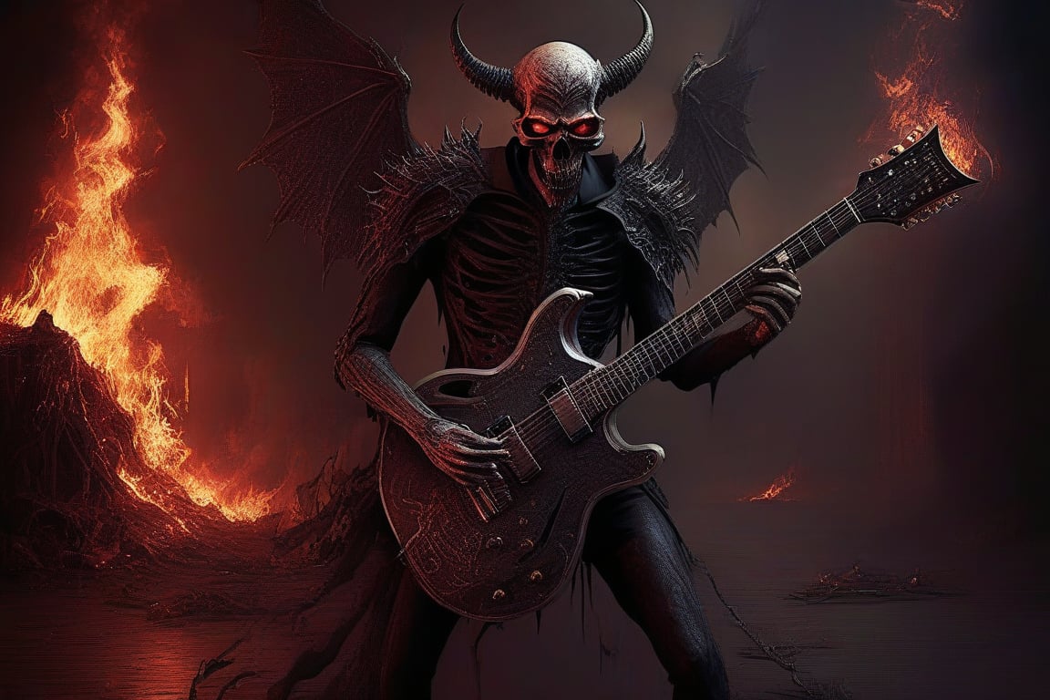 Discover Damnation: Welcome to Hell, Where Your Day Takes a Fiery Twist! include guitars