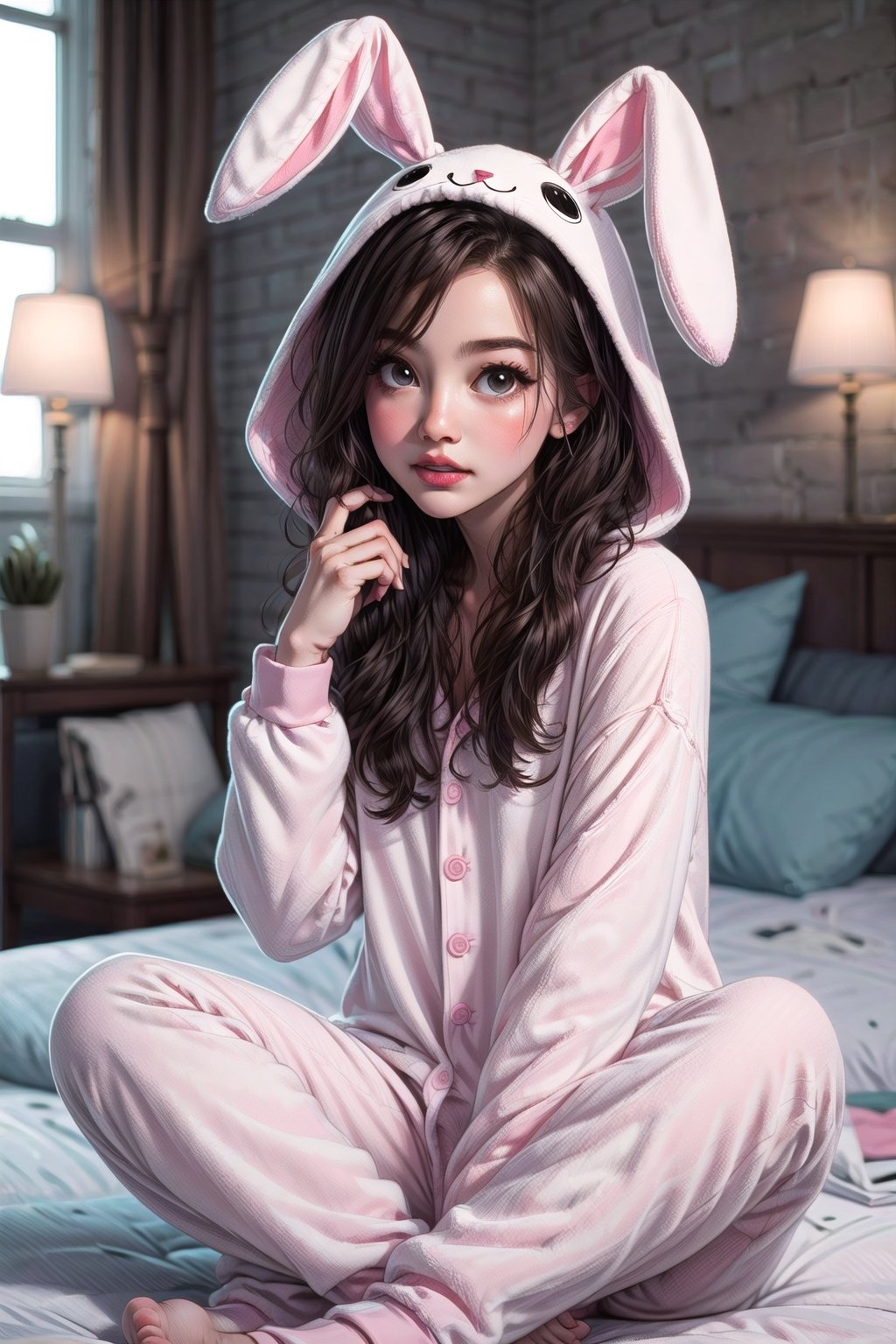 girl, pajama onesies bunny
