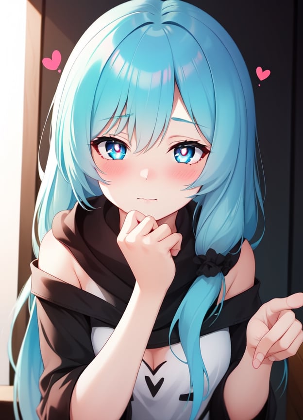 1girl ,face ,blush, , heart-shaped_pupils, hair_cyan,longhair,xiala,milf