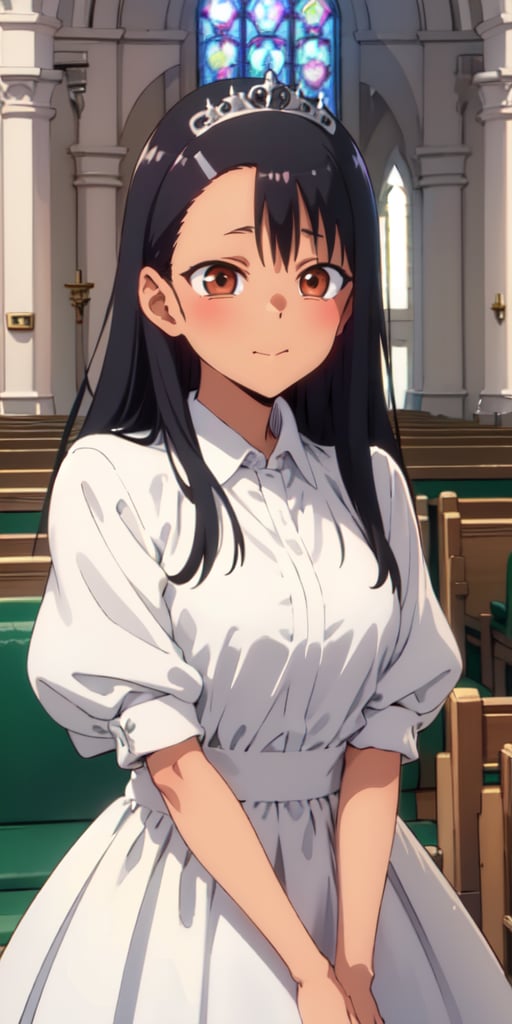 upper body, nagatoro hayase, masterpiece, portrait, wedding dress, church, inside
