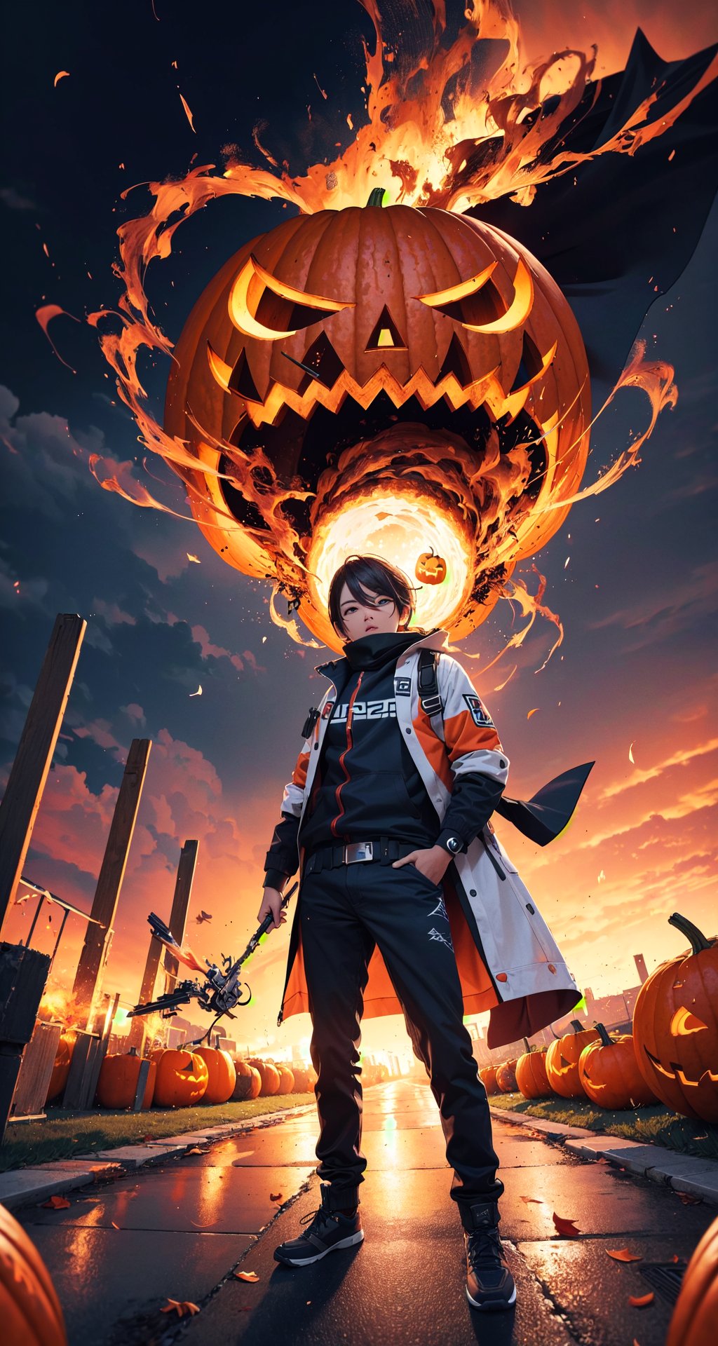 BREAK
infernal sparrow monster Jack-O throwing exploding pumpkins, exploding pumpkins destroy cities, houses, cars
BREAK
(POV from wide view:1.5)
BREAK
(Realistic, Photorealistic: 1.5), (Masterpiece, Best Quality: 1.4), (Ultra High Resolution: 1.5), (RAW Photo: 1.2), (Face Focus: 1.2), (Ultra Detailed CG Unified 8k Wallpaper: 1.5), (Hyper Sharp Focus: 1.5), (Ultra Sharp Focus: 1.5), (professional photo lighting:1.3), (super detailed background, detail background: 1.5), (elegant:1.3), (kinematic:1.4),more detail,DarkTheme