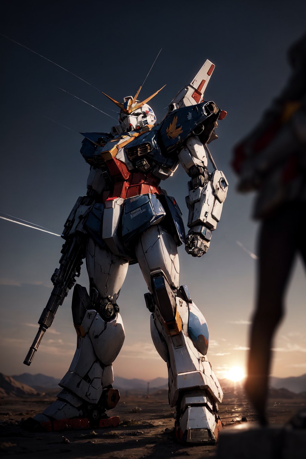 As the sun sets over the desert, the Mobile Suit Gundam engage in a high-speed battle against a squadron of specialized mobile suits equipped with reflective armor. The fading light makes it challenging to distinguish friend from foe, adding a layer of complexity to the intense showdown. How will they strategize to overcome this dazzling adversary? The cinematic photograph captures this intense clash, {combining the prowess of Ray tracing and CG to achieve a mesmerizing 8K resolution.} {Intricate detailing and high-detail rendering bring the scene to life,} {imbuing it with depth and realism.} {The masterpiece embodies the spirit of the Gundam universe,} {with inspiration drawn from the esteemed Hajime Katoki.} {The theme centers around The distinctive Gundam RX-78.} {showcasing its power and might in this engaging scenario.}
,cyberpunk robot,perfecteyes,mecha