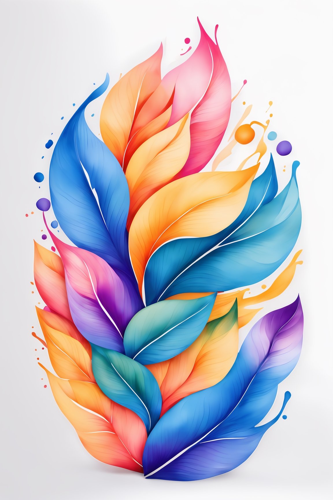 coloring graphic logo illustration of 3 6 9 pattern, vector, abstract watercolour design, intricate detail, bright color, solid white background, made with adobe illustrator, in the style of Studio Gibli, nature, splashing,3d style