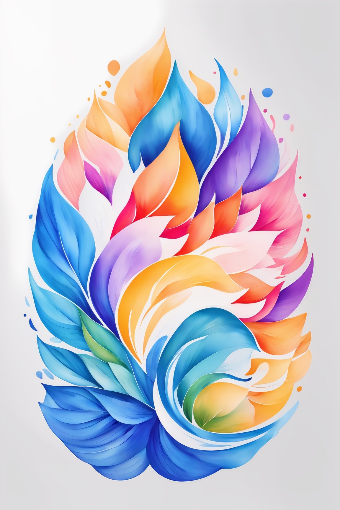 coloring graphic logo illustration of 3 6 9 pattern, vector, abstract watercolour design, intricate detail, bright color, solid white background, made with adobe illustrator, in the style of Studio Gibli, nature, splashing,3d style