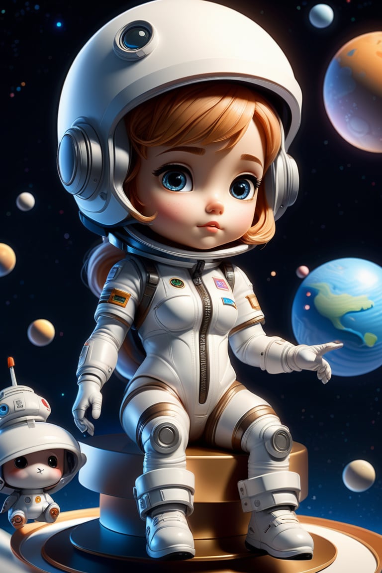 Toy with a little doll with a helmet, cute 3d render, cute detailed digital art, female explorer mini cute girl, cute digital painting, stylized 3d render, cute digital art, cute render 3d anime girl , the little astronaut looks up, cute! c4d, portrait anime space cadet girl, sitting on a white pedestal
  
