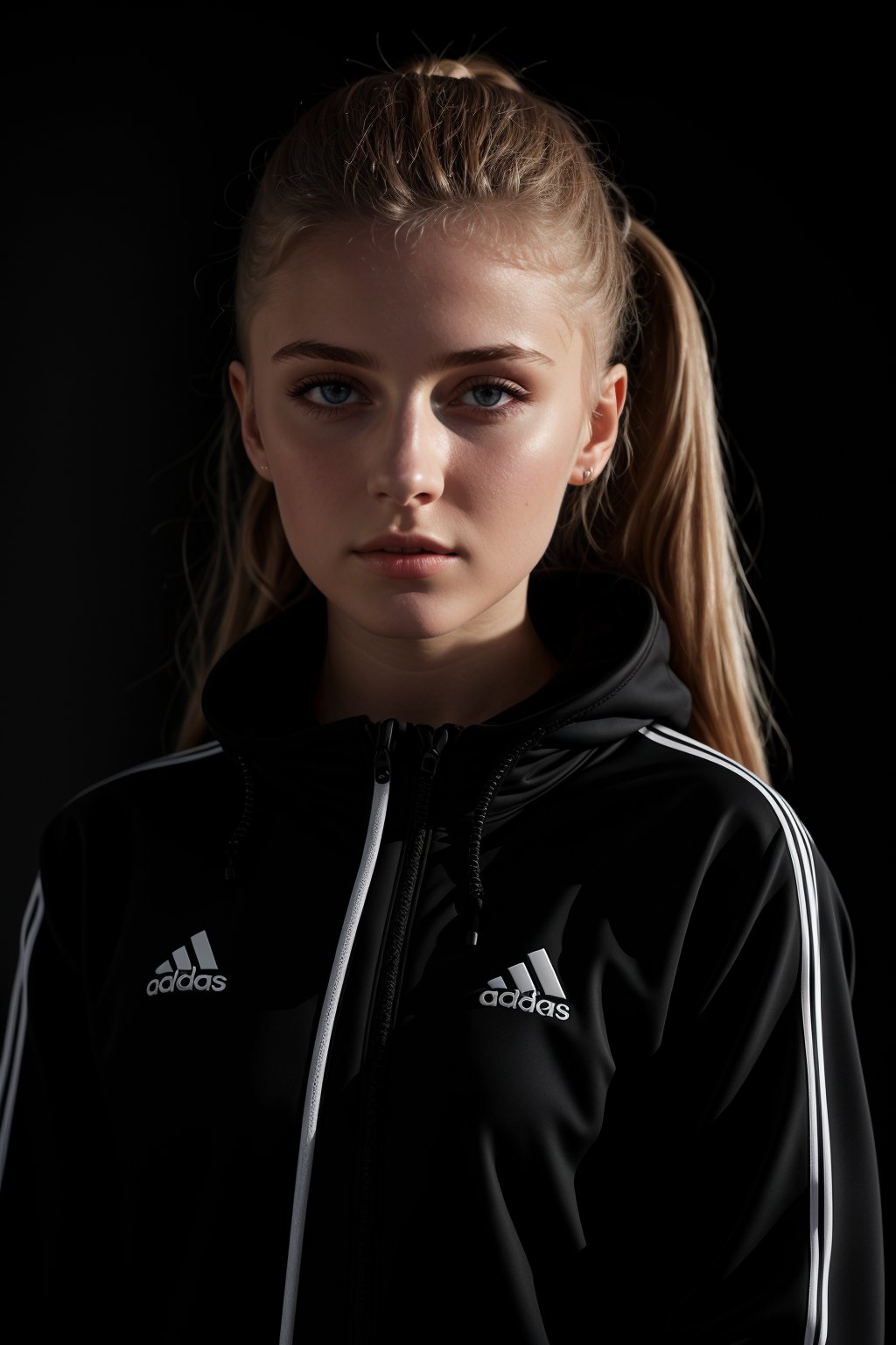 russian girl in sportswear , back lighting, bakcwards