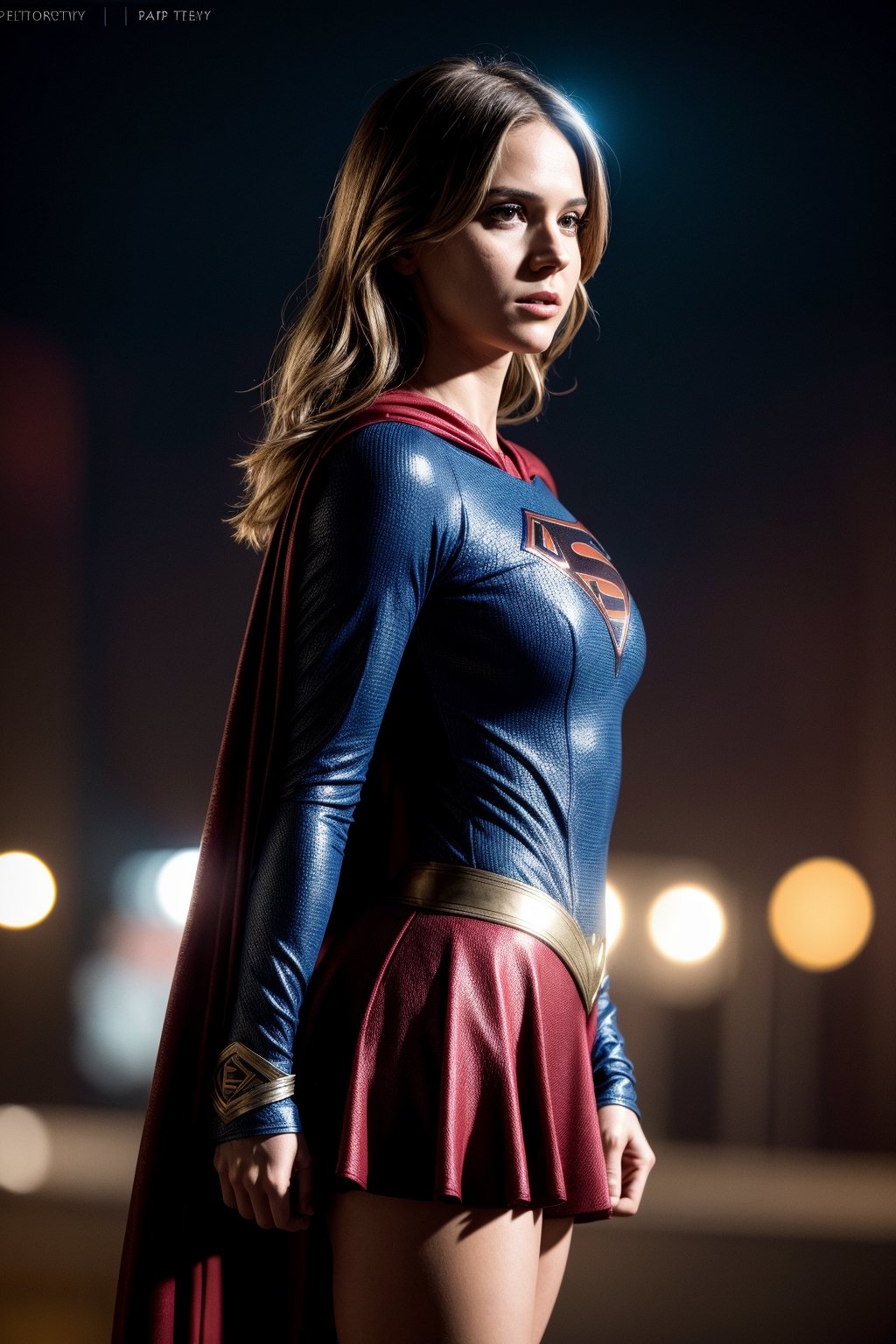 supergirl, costume, hero, skirt, cape red, (RAW Photo, cg unity, photography, ultra realistic details, sharp focus, detailed skin,4k, high-res, masterpiece, best quality:1.1), (realistic, photo-realistic:1.37) (8k,4k, UHD, high resolution, professional, cinematic, movie, dramatic, noise), (detailed background:1.25), bokeh anamorphic depth of field blur background, jennifer_laurence